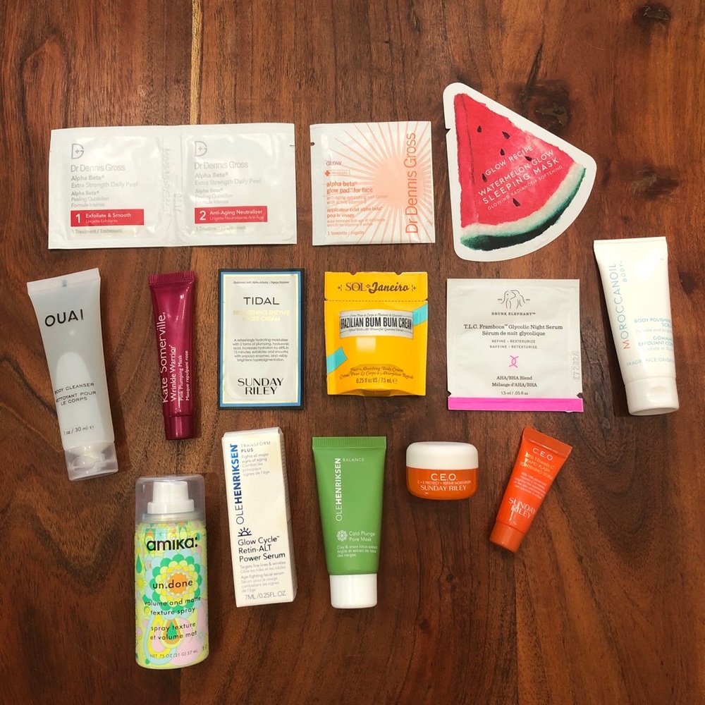 Assortment of unopened Sephora skincare goodies
